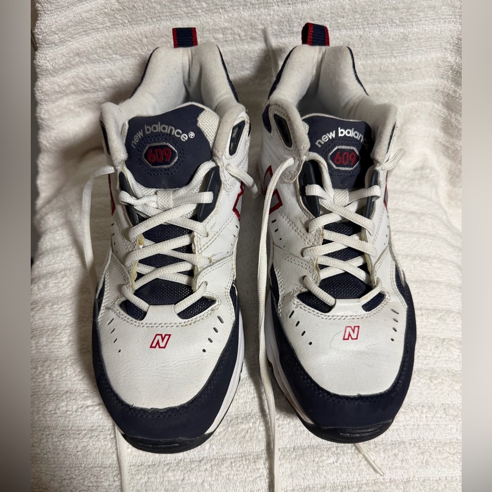 New Balance White Navy Red Men's 609 Walking Shoes Athletic Sneakers. 10.5, 4E